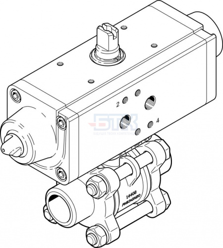 1774108 Шаровой кран с приводом VZBA-11/4"-WW-63-T-22-F0405-V4V4T-PS53-R-90-4-C FESTO 1774108 Шаровой кран с приводом VZBA-11/4"-WW-63-T-22-F0405-V4V4T-PS53-R-90-4-C FESTO