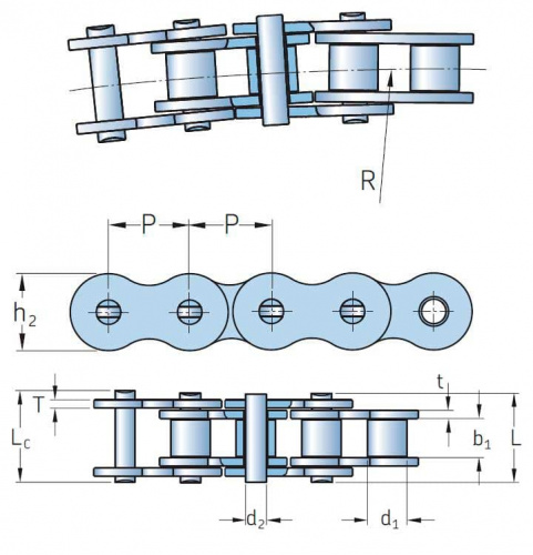 Цепь приводная роликовая однорядная PHC 60-1SBX10FT SKF (допускающая изгиб)