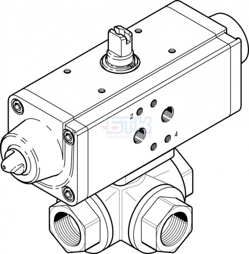 1915549 Шаровой кран с приводом VZBA-11/2"-GGG-63-32L-F0405-V4V4T-PS90-R-90-4-C FESTO 1915549 Шаровой кран с приводом VZBA-11/2"-GGG-63-32L-F0405-V4V4T-PS90-R-90-4-C FESTO