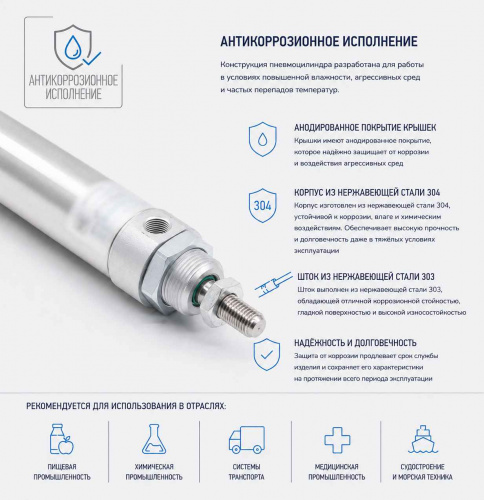 Пневмоцилиндр PM-020-SNA-0150-Z1 Pemaks