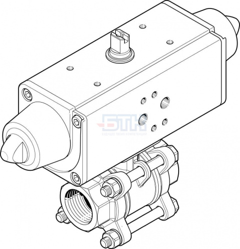 1758069 Шаровой кран с приводом VZBA-1/4"-GG-63-T-22-F0304-V4V4T-PS15-R-90-4-C FESTO